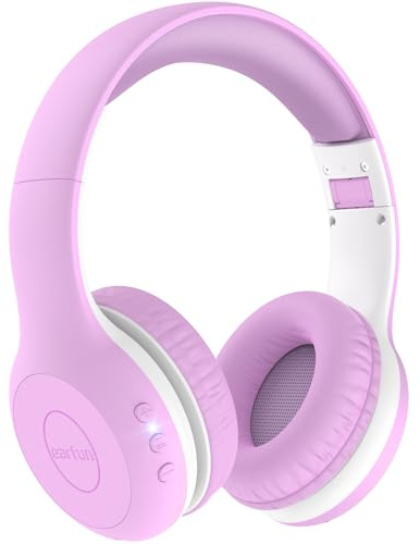 EarFun Kids Headphones Wireless, 74/85/94dB Volume Limited Bluetooth Headphones for Children with Microphone, 45H Playtime, Foldable Over Ear Headphones, Hifi Stereo Sound, Gifts for Girl, Purple