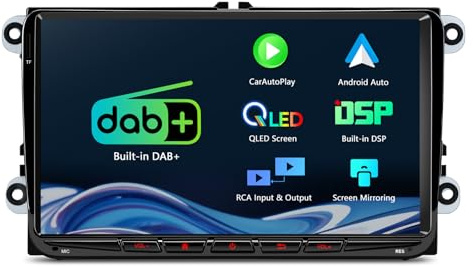 XTRONS 9 Inch Double Din Radio Linux Car Stereo Bluetooth 5.0 for Volkswagen Skoda/Seat IPS G+G TouchScreen Wireless CarPlay & Android Auto, Built-in DSP/DAB+/GPS Car Play, Octa-Core Head Unit