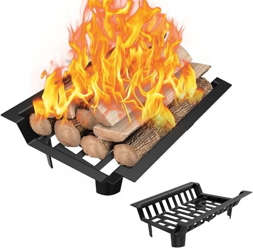 SUBTLETY Kaminholzständer 46x31cm Metall Brennholzkorb Gusseisen Kaminroste Brennholzregal Feuergitter Tragbare Holzlager Feuerschale für Brennholz Kaminholz Holzkörbe für Outdoor Camping Strand Party