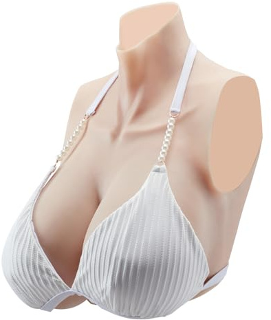 VEVOR Seni Finti in Silicone per Cosplay Carnevale, Coppa E Scollo Alto per Travestiti, Seni Finti Realistici Riempiti in Silicone Pettorale Artificiale per Crossdresser Cosplay Anime, Colore Avorio