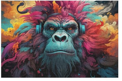 Gorilla 1000 Teile Puzzles Für Erwachsene,Holzpuzzle - Verringerter Druck Schwieriges Unmögliche Puzzle Für 12+ Kinder （75×50cm）