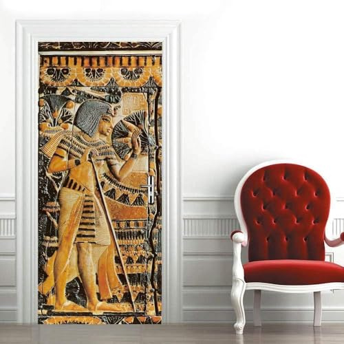 Türtapete Selbstklebend 85x200 cm ägypten Türaufkleber 3D Figur Skulptur Türposter Türfolie Poster Tapete PVC Wasserfest für Schlafzimmer Wohnzimmer Tür B-185