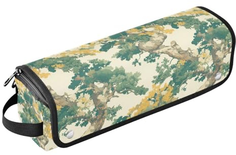 Huge Green Trees Hair Tool Travel Bag with Iron Mat Curling Iron Travel Holder Storage Bag for Flat Irons, Straighteners, Curling Irons Portable Travel Essentials