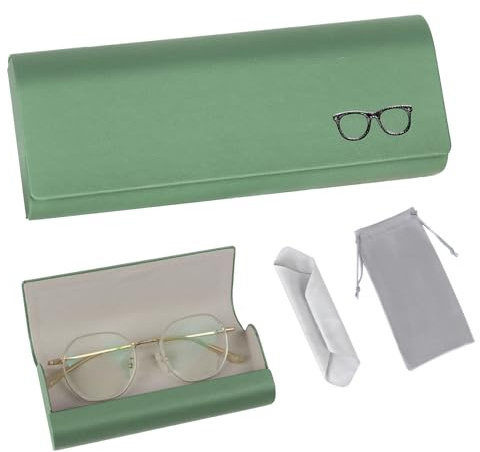 luluaday Brillenetui Leder Magnetisch Hardcase mit Mikrofasertuch, Brillen Sonnenbrillen Etui im und Herren für unterwegs Meisten Brillen Sonnenbrille Lesebrille Sportbrille（Olivgrün）