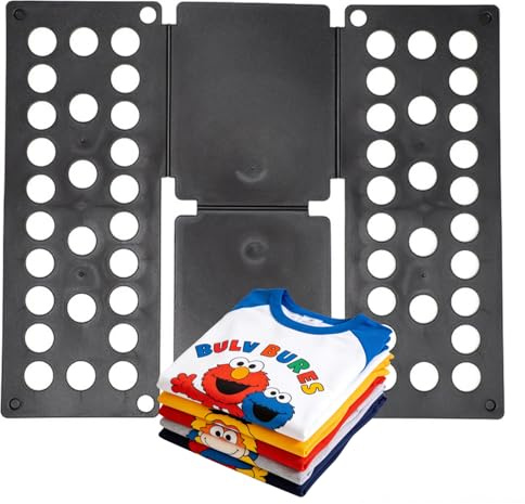 Mini Toddler Shirt Folding Board & Shirt Folder (Ages 1-7), Small Portable Clothes Folder, Build Independence & Fine Motor Skills(Black)