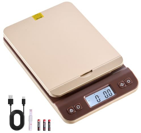 VEVOR Digital frakt postvåg, 2,8 g hög noggrannhet, 39,9 kg postvåg med hållare/tara/automatisk avstängningsfunktion, flip-hållardesign och enkel kalibrering, passar för hem- och kontorsbruk, batteri