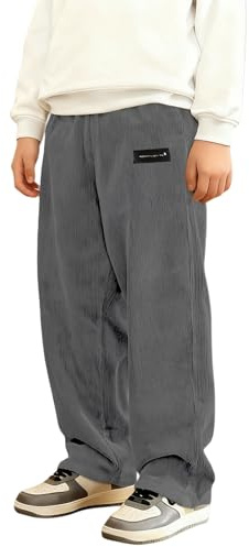 Pantaloni da jogging larghi in velluto a coste per bambini, con elastico in vita, invernali, caldi, comodi, morbidi, per bambini, tinta unita, con tasche