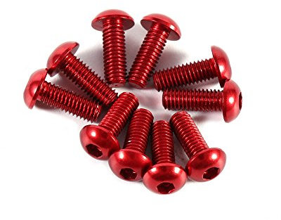 10pcs M3 6-10mm Viti colorate a testa bombata a esagono incassato in lega di alluminio con viti a testa tonda(M3 x 8mm rosso)