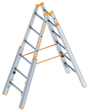 Layher Treppenstehleiter 6 Sprossen / 185 cm Länge Stehleiter Leiter 1061 Treppenleiter Bauleiter verstellbar