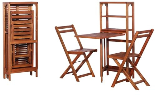 3-tlg. Bistro-Set Klappbar Massivholz Akazie, Akazienholz Bistro-Set für Garten und Terrasse