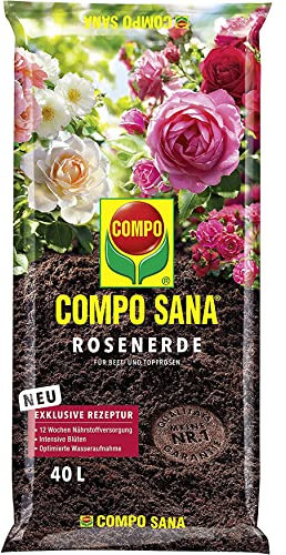 COMPO SANA® Rosenerde mit 12 Wochen Dünger für alle Beet- und Topfrosen, Kultursubstrat 40L