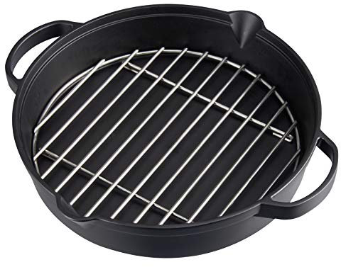 Campingaz Bratpfanne aus Gusseisen mit Grillrost aus Edelstahl, große Pfanne und Runde für BBQ, Ø 31,6 cm, Schwarz