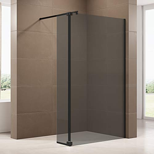 BERNSTEIN - Volet pivotant de protection 200x30cm (HxL) en verre fumé noir 10mm, pour paroi de douche à l'italienne en verre véritable - NT106