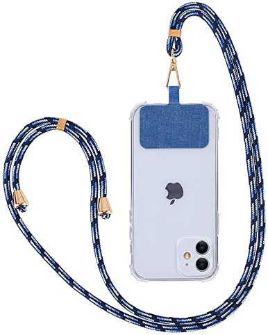 Ownest Compatible avec Cordon Telephone la Lanière de Téléphone Lanière Universelle Portable Bandoulière Réglable Le Cou, Sangle de pour Attache de Téléphone Compatible avec Tous Les Smartphones-Bleu