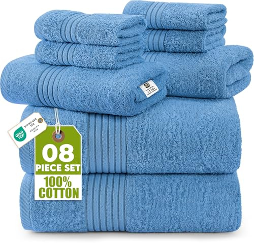 Utopia Towels - Juego de Toallas de Baño Completo de 8 Piezas (Azul Eléctrico)