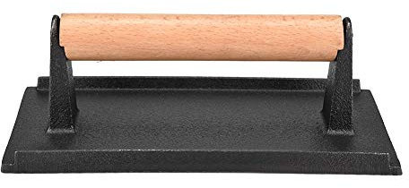 Tomotato Peso della Griglia in Ghisa Peso della Bistecca per Servizio Pesante Pressa per Pancetta con Manico in Legno Pressa per Hamburger Commerciale per Panini Panini Hamburger