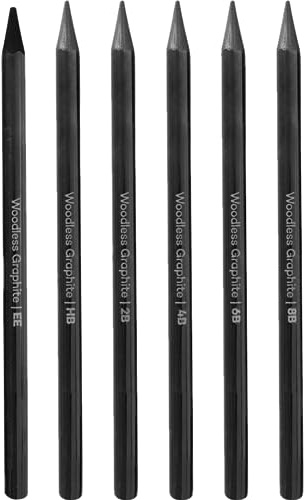 6 Unids Professional Lápices De Grafito Sin Madera, Palitos De Carbón Dibujo Dibujo Boceto Lápiz Conjunto 2h 4b 6b 8b Para Estudiantes Artistas Arte Bosquejo
