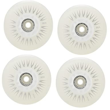 SSCYHT 4 PCS Inline-Skate-Räder, mit LED-Flash-Skate-Rädern Ersatzrad 60 mm/62 mm/64 mm/68 mm/70 mm/72 mm/76 mm/80 mm Inline-Roller für Kinder und Jugendliche,Weiß,60mm