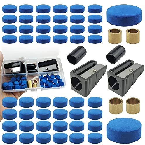 SHUIYUE Snooker kö trim kit, inklusive köspetsar, biljardköskydd, köspetstrimmer, köspetsar hylsor, med förvaringslåda