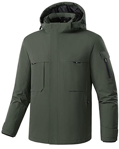 Beheizte Jacken für Herren USB beheizte Jacke mit Kapuze Intelligente elektrische Heizung Baumwolle Kleidung konstante Temperatur, grün, XXXXL