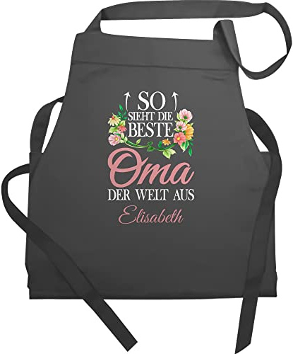 Geschenk mit Namen personalisiert by Shirtracer - Schürze - Großmutter - So sieht die beste Oma der Welt aus