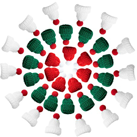VAPKER Strickmützen für Weihnachten - Wolle, Niedliches Garn, Mini-Top-Hut, Puppenhut, Wollhut zum Basteln, Kleines Stricken, Haar-Accessoires, DIY, Kunsthandwerk