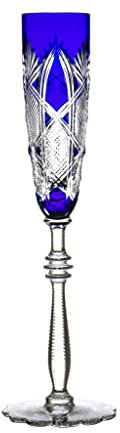 Ajka Fabergé Czar Imperial Cobalt Blue Luxus Champagnerflöte mit Bleigehülle, Kristall, hoch, 173 ml – Einzeleinheit