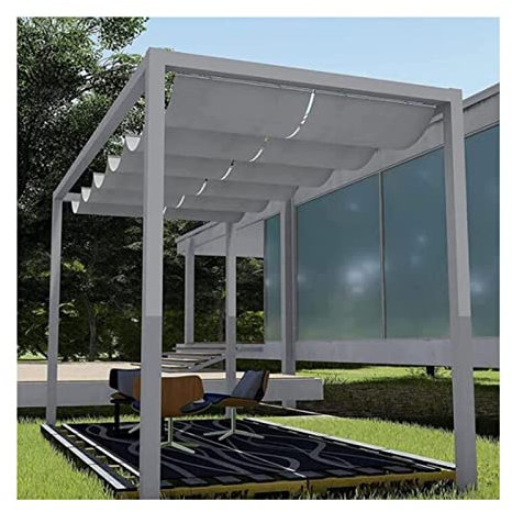 LXBAMKEA Sun Shade Sail, Retractable Wave Canopy Pergola Cover, Outdoor Sun and Uv Protection Ventilation Roof Shelter, Hang Down Deck Parking Garden Cafe Wave Awning, Customizable (Color : Red, Siz