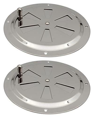 iSpchen 2Pcs Rosaces De Ventilation En Acier Inoxydable,Panneau De D'aération Ouvert Et Fermé De 12,7 Cm Plaque De Ventilation Ronde Grille De D'aération Pour Camping-Car,Bateau,Garage,Salle De Bain