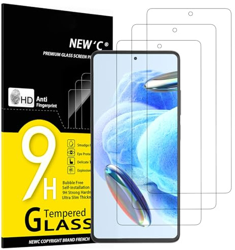 NEW'C 3 Piezas, Protector Pantalla para Xiaomi Redmi Note 12 Pro, 12 Pro+ 5G, Cristal templado Antiarañazos, Antihuellas, Sin Burbujas, Dureza 9H, 0.33 mm Ultra Transparente, Ultra Resistente