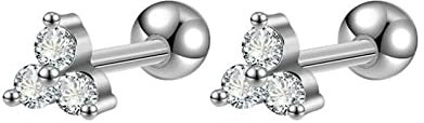 Homxi Damen Ohrringe Ohrstecker,Ohrringe Edelstahl Silber Stecker mit Rund Zirkonia Ohrringe Stecker Damen Stil 6