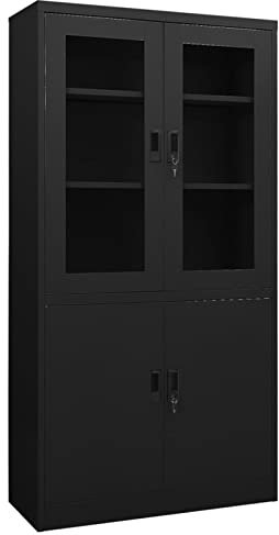 Yolola büroschrank abschließbar spind schließfachschrank metallschrank schließfachschrank Garderobe Umkleideschrank Metallspind Lagerschrank-Schwarz-90x40x180 cm-2