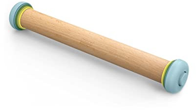 Joseph Joseph Duo Mattarello con spessore regolabile per pasticceria, Rulli per cottura e pasta, Legno di faggio, Multicolore