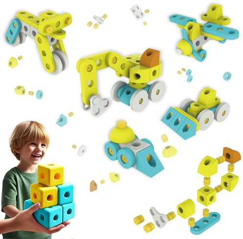 Erdfüßler Giocattolo da costruzione XXL in schiuma di alta qualità, 100% privo di sostanze nocive e testato da laboratorio, mattoncini morbidi per bambini dai 3 anni in su, costruzione creativa con