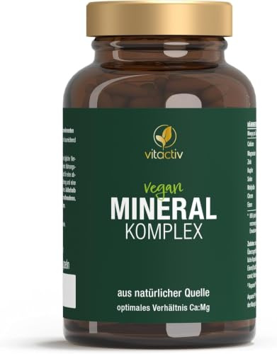 VITACTIV Mineral Komplex - Stoffwechsel & Müdigkeit - Vegan - 120 Kapseln | Hochdosiert. Eisen: weniger Müdigkeit. Magnesium: normaler Energiestoffwechsel. Calcium: normales Nervensystem