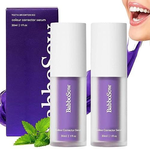 Purple Teeth Whitening Toothpaste 2PCS Herosmile Farbkorrektur Serum Zahnpasta Lila Zahnpasta Weisse Zähne Lila Zahnaufhellung Farbkorrektur Serum Zähne Colour Corrector Tooth Stain Removal Whitening