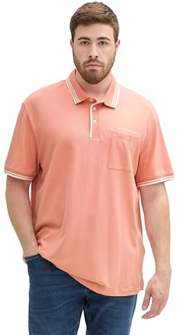 TOM TAILOR Herren Plussize Basic Piqué Poloshirt mit farbigen Details