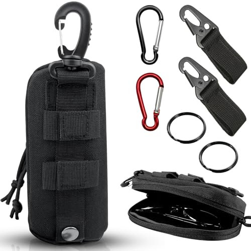 GZqiancang 1 Stk Taktisches Brillenetui, Tragbares Stoßfestes Brillenetui mit 4 Stk Karabiner und 2 Stk Schlüsselring für Klettern, Trekking, Radfahren