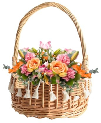 Tagtight Geflochten Weidenkorb Klein Blumenkorb, Rattankorb Streukörbchen Hochzeit, Geschenkkorb, Obstkorb und Süßigkeitenkörbe, Aufbewahrungskorb für Hochzeit
