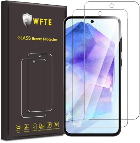 WFTE [2 Stück Schutzfolie für Samsung Galaxy A55 5G Panzerglas Glasfolie 9H Härte, Anti-Kratzen, Anti-Bläschen Displayschutzfolien Panzer Schutz Glas für Samsung Galaxy A55