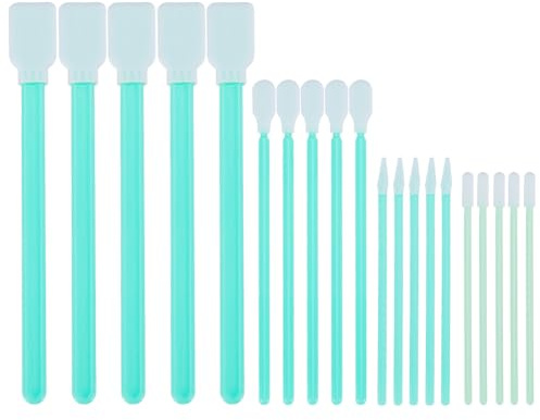 GORGECRAFT 100pz 4 Stili Bastoncini di Tamponi di Pulizia in Schiuma Bastoncini di Tamponi con Punta in Spugna Senza Polvere Kit Bastoncini di Cotone Quadrati Rotondi Rettangolari per Scanner Lenti