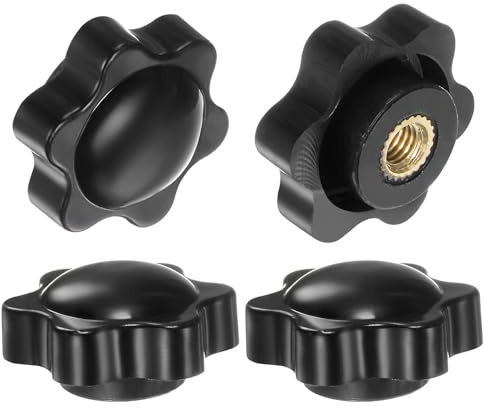 QUARKZMAN 4 Stück Sterngriffmutter M5 x 25mm Flügelmuttern mit Gewinde, Rändelmutter Handgriff Klemmmutter 25mm Spannknopf für Industrie Werkzeugmaschinen Geräte Fitnessgeräte, Schwarz