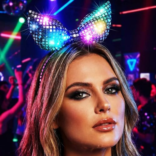 Reaky Stirnband mit Schleife, Haarband, schwarze Haarreifen, Party-Stirnbänder, Festival, Kostüm, Haarschmuck für Frauen