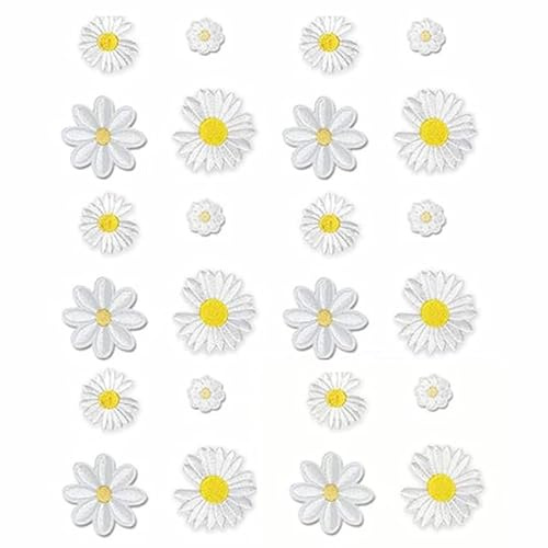 24 Stück Iron-On Daisy Blume Aufnäher Aufbügler Patch für Iron-On Nähen Jacken Jeans Taschen Handwerk Iron-On Bilder DIY Party Home Decor