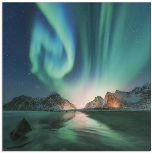 ARTland Wanddeko Glasbilder Wandbild Glas Bild Landschaftsbilder Polarlicht Natur Berge T9SZ