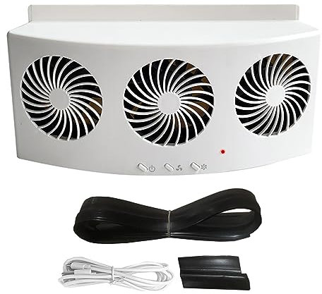 YOMTOVM Car Window Extractor Fan, Vehicle Fan Cooling Amplifier Fan Window Vent Radiator Fan with Strong Wind (White with USB)