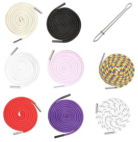 NIYATA 8 Stück Kordel für Jogginghose140cm x 5mm mit Einfädler, Ersatz Hosenband, Kordel für Hoodie, Hosen Kordel für Hosenbund, Sweatpants Shorts Jacke