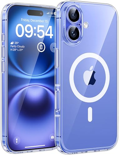 TOCOL for iPhone 16 Plus Case, Compatible with MagSafe, Clear | Never Yellowing, Full Camera Protection, Built-in Magnets, 15FT Military-Grade Shockproof Thin Slim Phone Cover