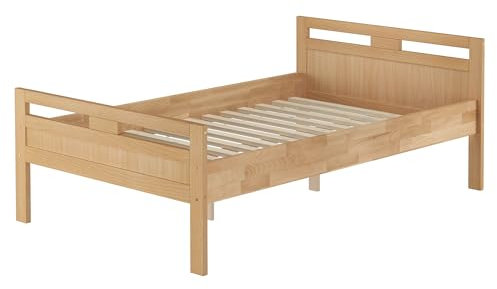 Erst-Holz Überlanges Holzbett, Seniorenbett 120x220 Buche lackiert V-60.74-12-220Rollrost inkl.