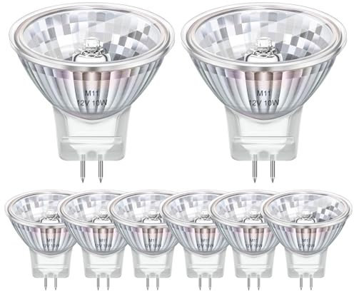 Confezione da 8 Lampadina 12v 10w GU4 MR11, Faretto GU4 2800k Bianco Caldo Dimmable, Per la Casa, Paesaggio, Incasso, Illuminazione a Binario